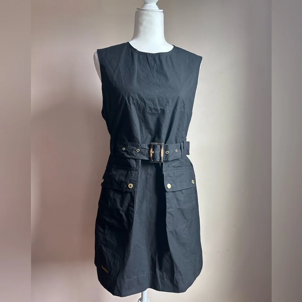 Barbour Black Mini Dress with Belt - Picture 7 of 13